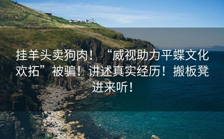 挂羊头卖狗肉！“威视助力平蝶文化欢拓”被骗！讲述真实经历！搬板凳进来听！