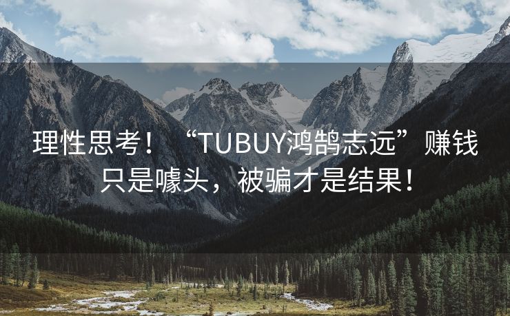 理性思考！“TUBUY鸿鹄志远”赚钱只是噱头，被骗才是结果！