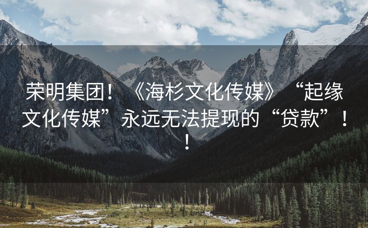 荣明集团！《海杉文化传媒》“起缘文化传媒”永远无法提现的“贷款”！！