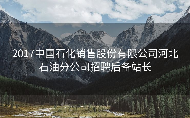 2017中国石化销售股份有限公司河北石油分公司招聘后备站长