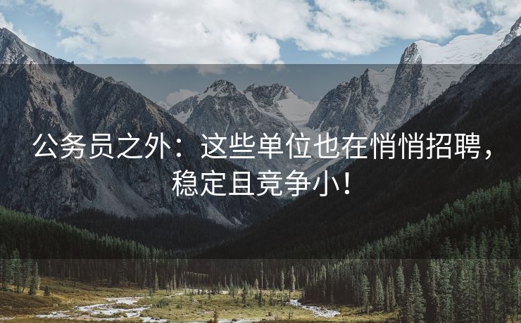 公务员之外：这些单位也在悄悄招聘，稳定且竞争小！