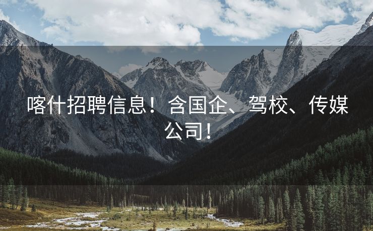 喀什招聘信息！含国企、驾校、传媒公司！
