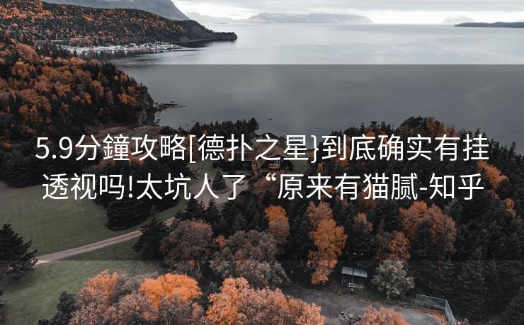 5.9分鐘攻略[德扑之星}到底确实有挂透视吗!太坑人了“原来有猫腻-知乎