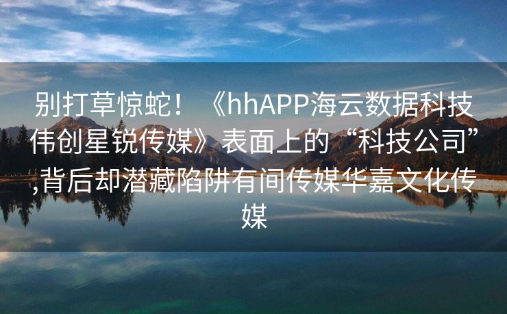 别打草惊蛇！《hhAPP海云数据科技伟创星锐传媒》表面上的“科技公司”,背后却潜藏陷阱有间传媒华嘉文化传媒