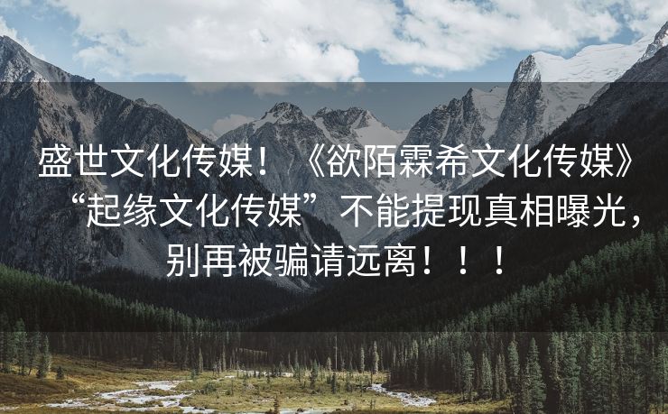 盛世文化传媒！《欲陌霖希文化传媒》“起缘文化传媒”不能提现真相曝光，别再被骗请远离！！！