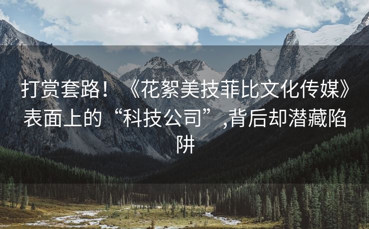 打赏套路！《花絮美技菲比文化传媒》表面上的“科技公司”,背后却潜藏陷阱