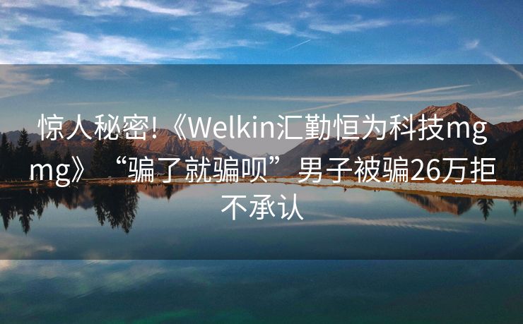 惊人秘密!《Welkin汇勤恒为科技mgmg》“骗了就骗呗”男子被骗26万拒不承认