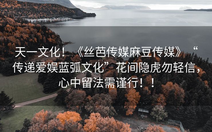 天一文化！《丝芭传媒麻豆传媒》“传递爱娱蓝弧文化”花间隐虎勿轻信，心中留法需谨行！！