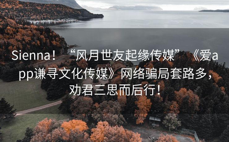 Sienna！“风月世友起缘传媒”《爱app谦寻文化传媒》网络骗局套路多，劝君三思而后行！