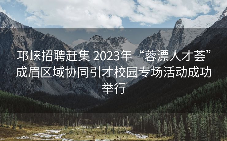 邛崃招聘赶集 2023年“蓉漂人才荟”成眉区域协同引才校园专场活动成功举行