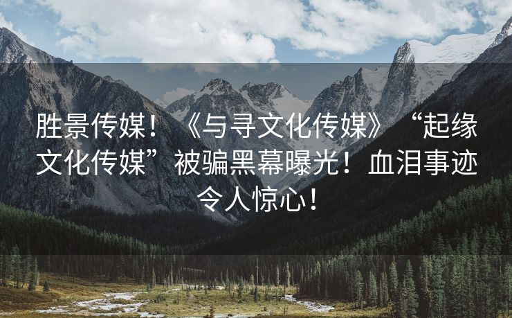 胜景传媒！《与寻文化传媒》“起缘文化传媒”被骗黑幕曝光！血泪事迹令人惊心！