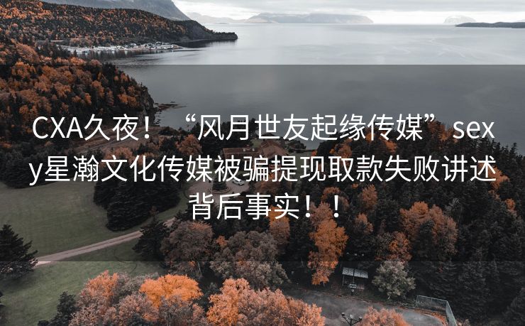CXA久夜！“风月世友起缘传媒”sexy星瀚文化传媒被骗提现取款失败讲述背后事实！！