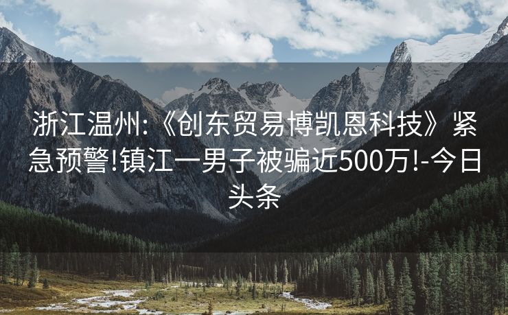 浙江温州:《创东贸易博凯恩科技》紧急预警!镇江一男子被骗近500万!-今日头条