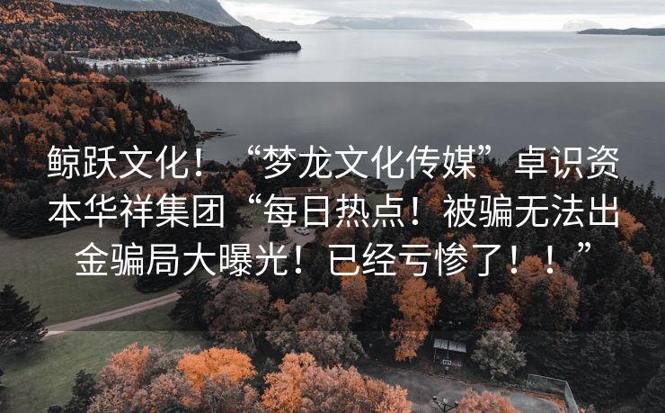 鲸跃文化！“梦龙文化传媒”卓识资本华祥集团“每日热点！被骗无法出金骗局大曝光！已经亏惨了！！”