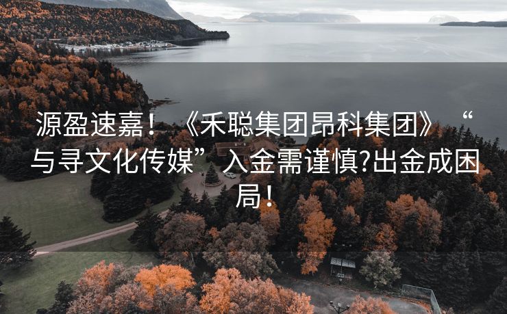 源盈速嘉！《禾聪集团昂科集团》“与寻文化传媒”入金需谨慎?出金成困局！