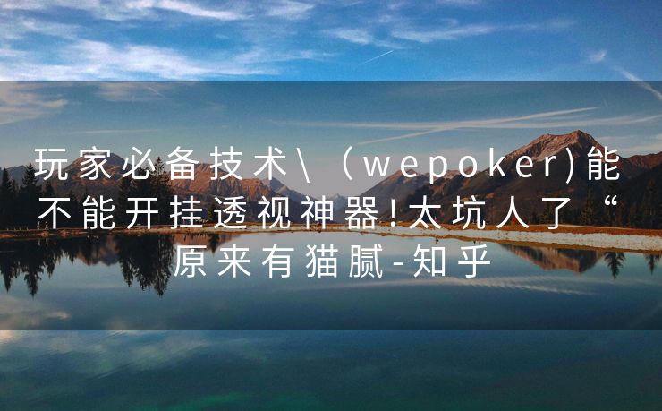 玩 家 必 备 技 术 \ （ w e p o k e r ) 能 不 能 开 挂 透 视 神 器 ! 太 坑 人 了 “ 原 来 有 猫 腻 - 知 乎