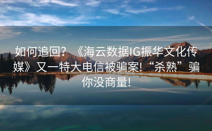 如何追回？《海云数据IG振华文化传媒》又一特大电信被骗案!“杀熟”骗你没商量!