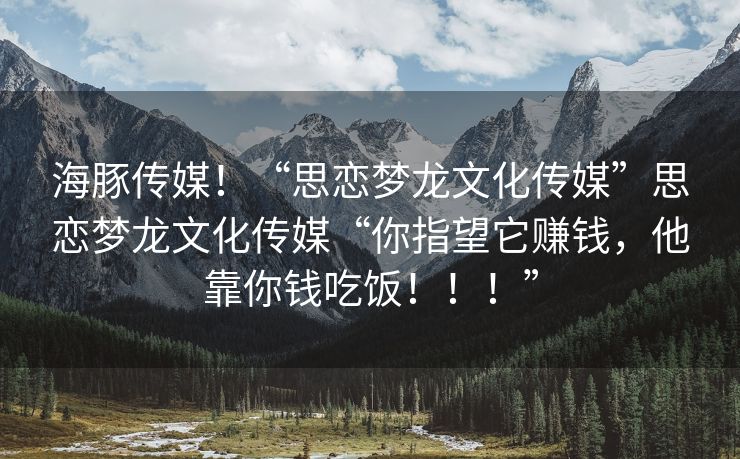 海豚传媒！“思恋梦龙文化传媒”思恋梦龙文化传媒“你指望它赚钱，他靠你钱吃饭！！！”