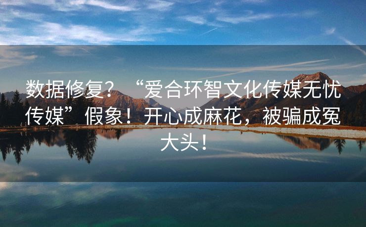 数据修复？“爱合环智文化传媒无忧传媒”假象！开心成麻花，被骗成冤大头！