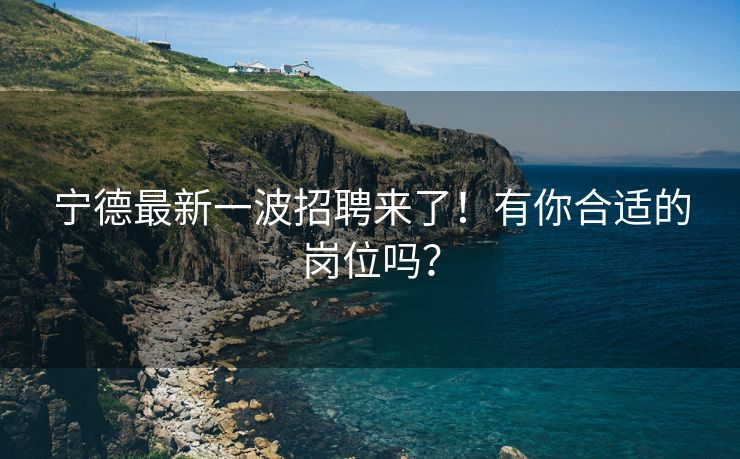 宁德最新一波招聘来了！有你合适的岗位吗？