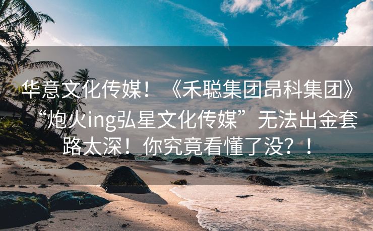 华意文化传媒！《禾聪集团昂科集团》“炮火ing弘星文化传媒”无法出金套路太深！你究竟看懂了没？！