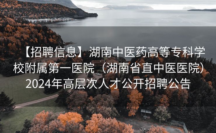 【招聘信息】湖南中医药高等专科学校附属第一医院（湖南省直中医医院）2024年高层次人才公开招聘公告