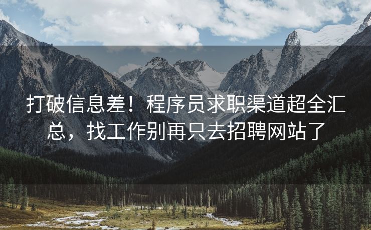 打破信息差！程序员求职渠道超全汇总，找工作别再只去招聘网站了