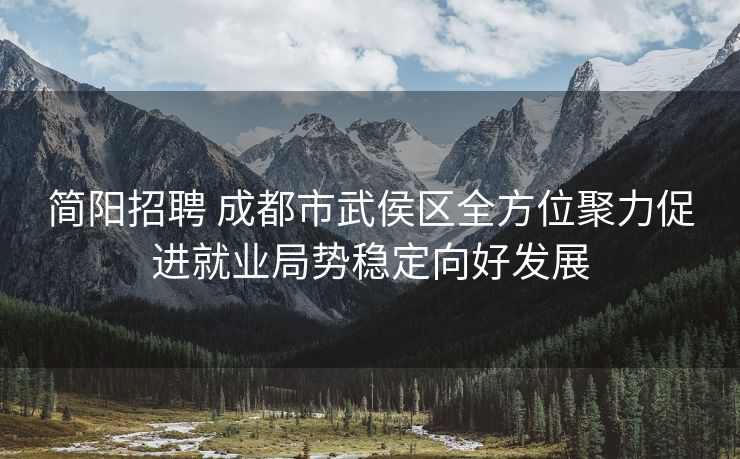 简阳招聘 成都市武侯区全方位聚力促进就业局势稳定向好发展