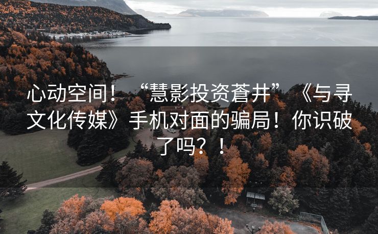 心动空间！“慧影投资蒼井”《与寻文化传媒》手机对面的骗局！你识破了吗？！
