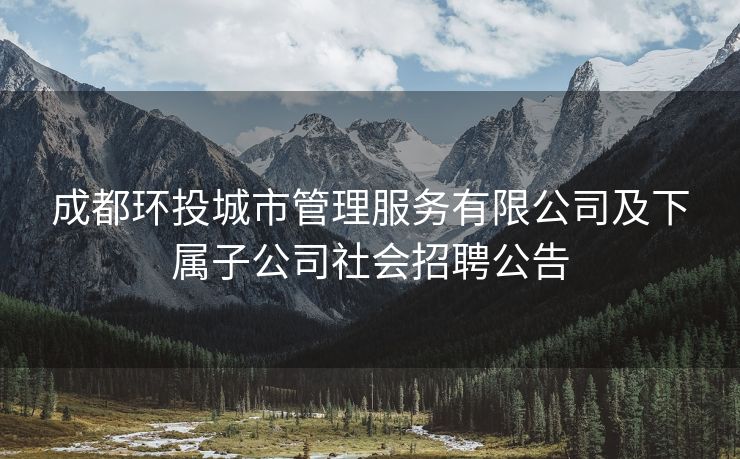 成都环投城市管理服务有限公司及下属子公司社会招聘公告