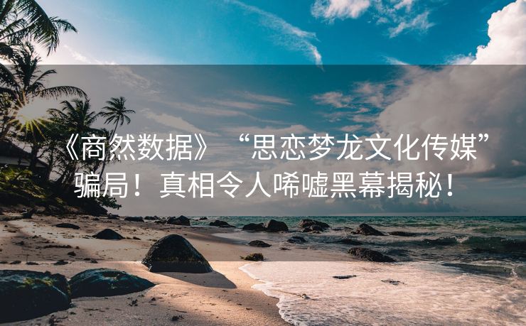 《商然数据》“思恋梦龙文化传媒”骗局！真相令人唏嘘黑幕揭秘！