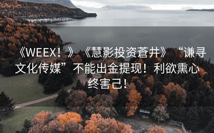 《WEEX！》《慧影投资蒼井》“谦寻文化传媒”不能出金提现！利欲熏心终害己！