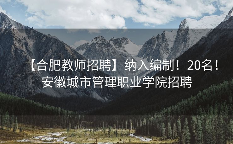 【合肥教师招聘】纳入编制！20名！安徽城市管理职业学院招聘