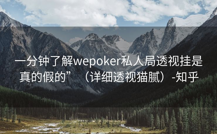 一分钟了解wepoker私人局透视挂是真的假的”（详细透视猫腻）-知乎