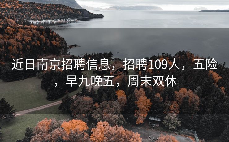近日南京招聘信息，招聘109人，五险，早九晚五，周末双休