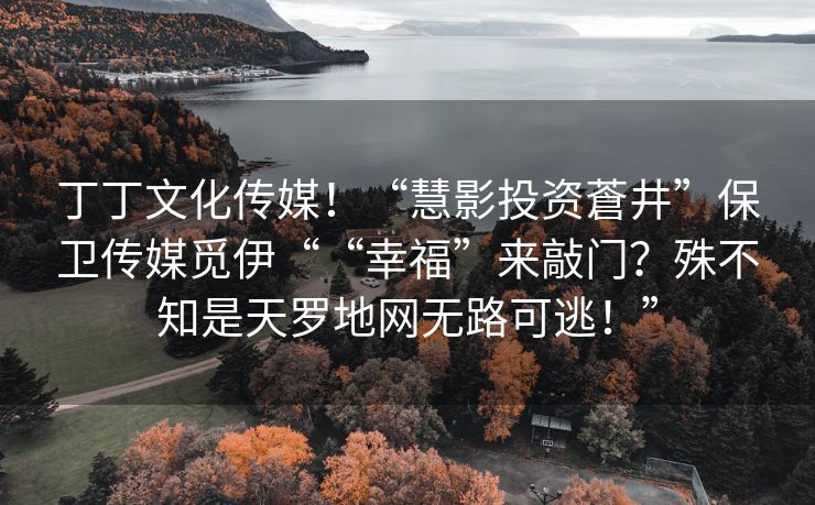 丁丁文化传媒！“慧影投资蒼井”保卫传媒觅伊““幸福”来敲门？殊不知是天罗地网无路可逃！”