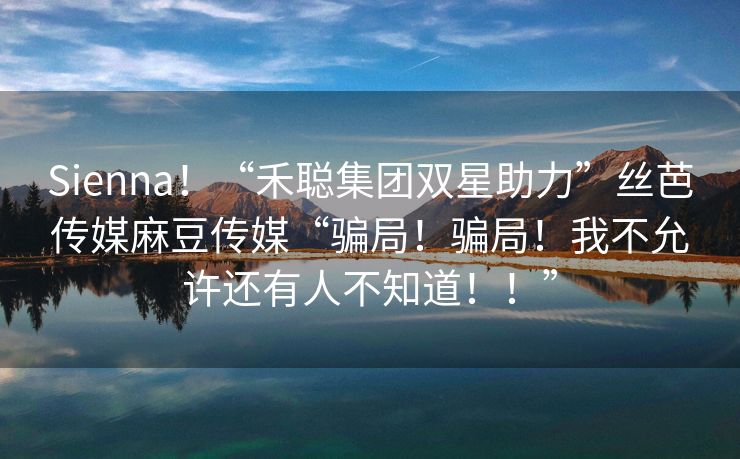 Sienna！“禾聪集团双星助力”丝芭传媒麻豆传媒“骗局！骗局！我不允许还有人不知道！！”