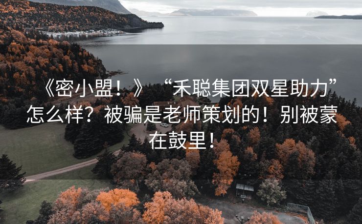 《密小盟！》“禾聪集团双星助力”怎么样？被骗是老师策划的！别被蒙在鼓里！