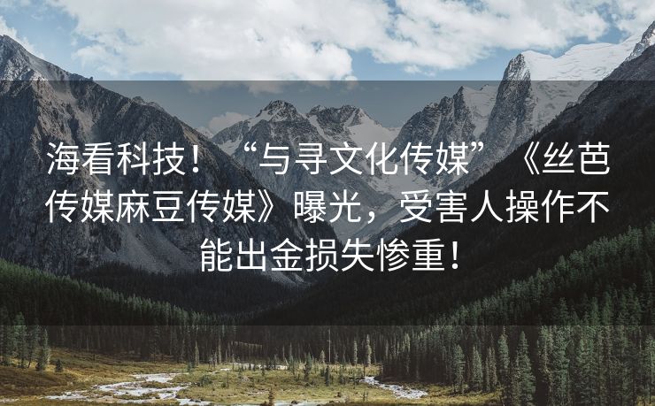 海看科技！“与寻文化传媒”《丝芭传媒麻豆传媒》曝光，受害人操作不能出金损失惨重！
