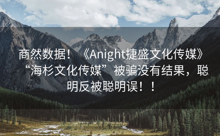 商然数据！《Anight捷盛文化传媒》“海杉文化传媒”被骗没有结果，聪明反被聪明误！！