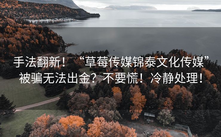 手法翻新！“草莓传媒锦泰文化传媒”被骗无法出金？不要慌！冷静处理！