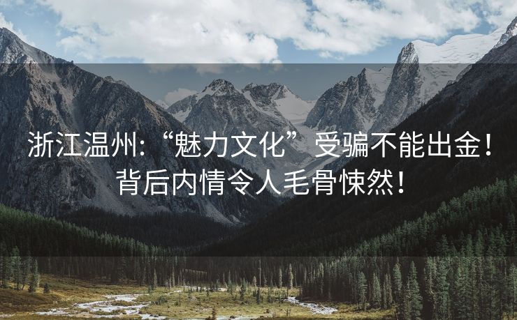 浙江温州:“魅力文化”受骗不能出金！背后内情令人毛骨悚然！
