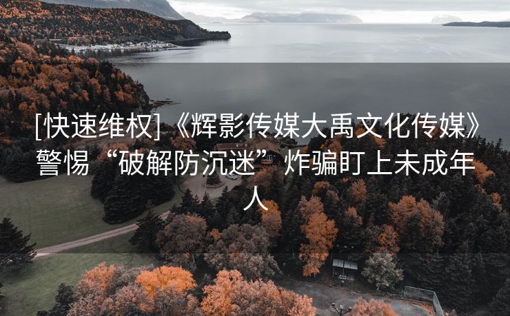 [快速维权]《辉影传媒大禹文化传媒》警惕“破解防沉迷”炸骗盯上未成年人
