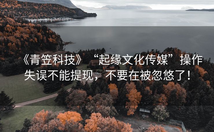 《青笠科技》“起缘文化传媒”操作失误不能提现，不要在被忽悠了！