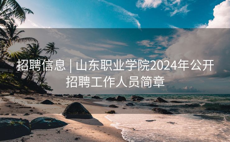 招聘信息 | 山东职业学院2024年公开招聘工作人员简章
