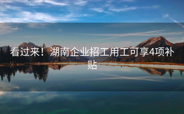看过来！湖南企业招工用工可享4项补贴