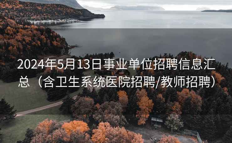 2024年5月13日事业单位招聘信息汇总（含卫生系统医院招聘/教师招聘）