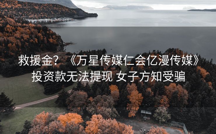 救援金？《万星传媒仁会亿漫传媒》投资款无法提现 女子方知受骗