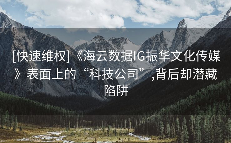 [快速维权]《海云数据IG振华文化传媒》表面上的“科技公司”,背后却潜藏陷阱