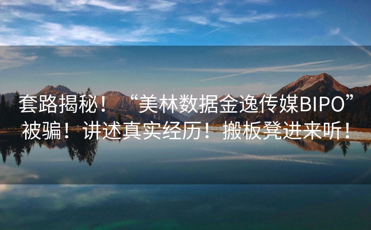 套路揭秘！“美林数据金逸传媒BIPO”被骗！讲述真实经历！搬板凳进来听！